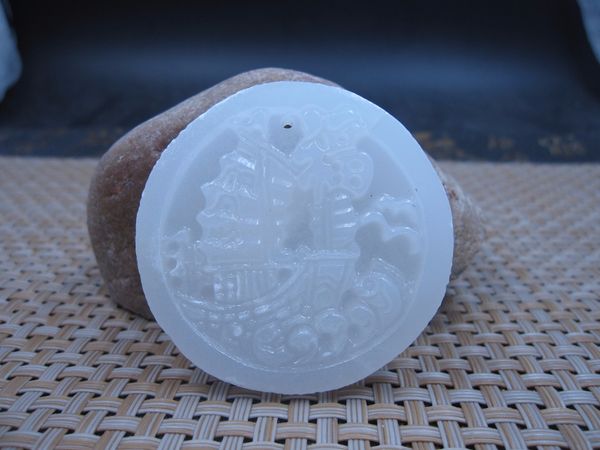 tjp natural carved calcite jade chinese round ship fu necklace amulet luck white jade with certificate together, Silver
tjp natural carved calcite jade chinese round ship fu necklace amulet luck white jade with certificate together, Silver