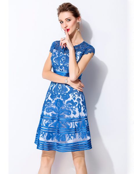 embroidery women a-line dress round neck lace patchwork dresses 0217246, White;black
embroidery women a-line dress round neck lace patchwork dresses 0217246, White;black
