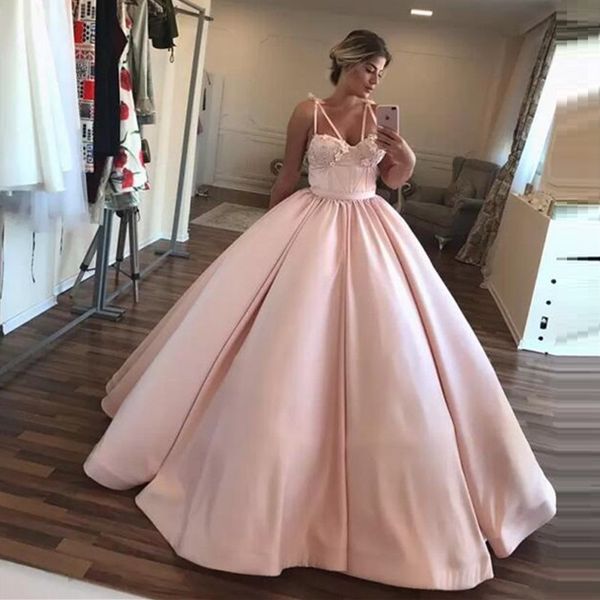 ball gown spaghetti straps prom dresses long satin 2019 formal sleeveless sweet 16 dresses quinceanera dresses, Black
ball gown spaghetti straps prom dresses long satin 2019 formal sleeveless sweet 16 dresses quinceanera dresses, Black