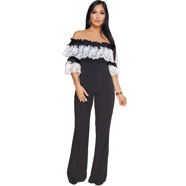 monnorq lace embroidery off shoulder loose jumpsuits plus size women slash neck flare sleeve wide leg pants ladies rompers, Black;white
monnorq lace embroidery off shoulder loose jumpsuits plus size women slash neck flare sleeve wide leg pants ladies rompers, Black;white