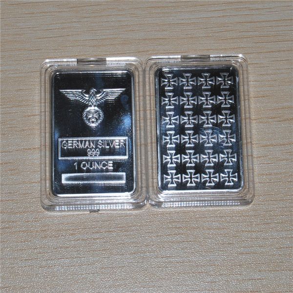 100pcs /lot fast delivery,4-8 days to europe,germany cross eagle deutsche reichsbank bar 1 troy oz. silver platedbars bullion 
100pcs /lot fast delivery,4-8 days to europe,germany cross eagle deutsche reichsbank bar 1 troy oz. silver platedbars bullion