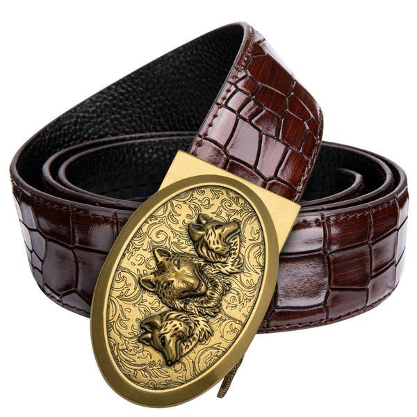 western cowboy belts for men vintage leather belt with retro belt wolf automatic buckle mens accessories for jeans dk-2022, Black;brown
western cowboy belts for men vintage leather belt with retro belt wolf automatic buckle mens accessories for jeans dk-2022, Black;brown