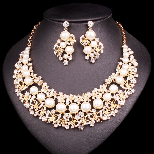 luxury imitation pearl africa jewelry sets for bride bridesmad wedding gold color jewellery bridal necklace earring set women, Silver
luxury imitation pearl africa jewelry sets for bride bridesmad wedding gold color jewellery bridal necklace earring set women, Silver