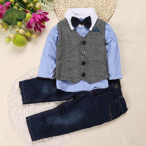 boys spring cool denim clothes sets children clothing vest + long-sleeve shirt+ pants 3pcs kids handsome clothes, White
boys spring cool denim clothes sets children clothing vest + long-sleeve shirt+ pants 3pcs kids handsome clothes, White