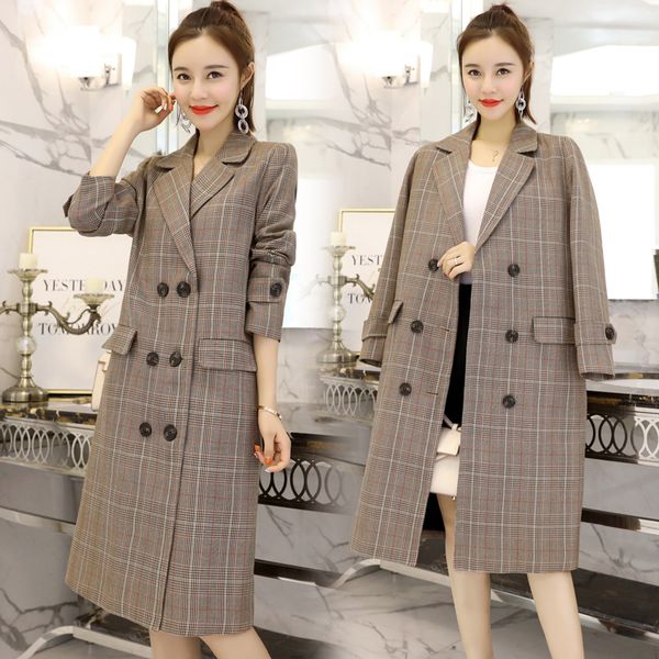 plaid trench coat female long section new temperament 2018 spring and autumn korean fashion loose double-breasted coat tide, Tan;black
plaid trench coat female long section new temperament 2018 spring and autumn korean fashion loose double-breasted coat tide, Tan;black