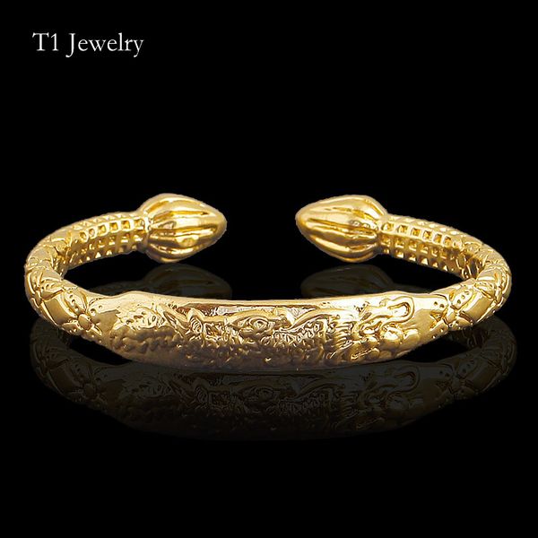 wholesale- flower head bangle cuff bracelet copper bracelet gold color dubai dragon pattern bracelet women, Black
wholesale- flower head bangle cuff bracelet copper bracelet gold color dubai dragon pattern bracelet women, Black