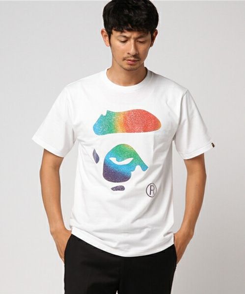 rainbow print fashion new men women t-shirts white black summer tee
