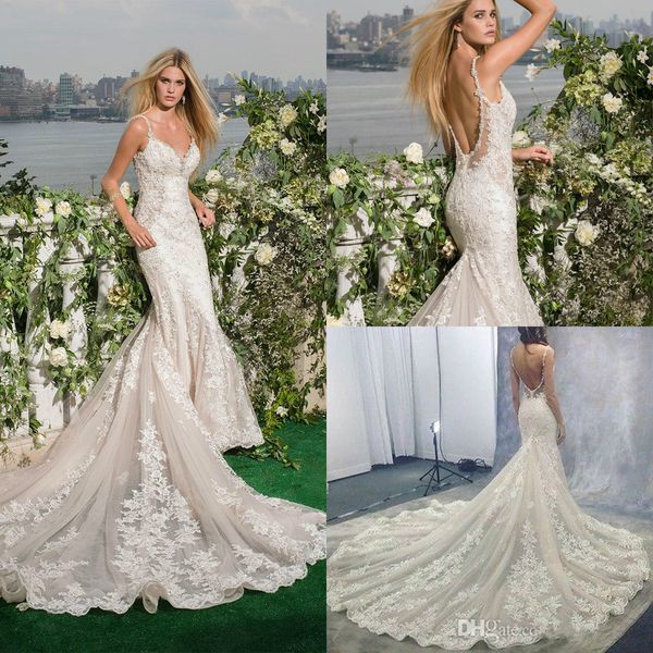 2019 Gorgeous Lace Mermaid Wedding Dresses Bridal Gowns Sexy Beaded V Neck Spaghetti Straps Backless Chapel Train vestidos de novia
2019 Gorgeous Lace Mermaid Wedding Dresses Bridal Gowns Sexy Beaded V Neck Spaghetti Straps Backless Chapel Train vestidos de novia