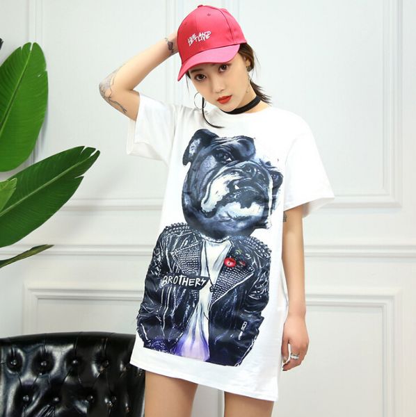 Women Long T-shirt Dresses Dog Head Printing Fashion Tee Casual Dresses Size M-2XL
Women Long T-shirt Dresses Dog Head Printing Fashion Tee Casual Dresses Size M-2XL
