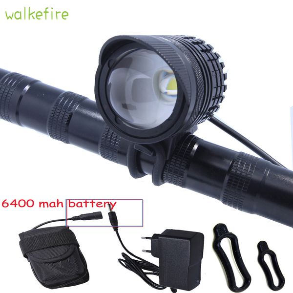 

walkfire 2 in 1 1800 lumens zoomable xml t6 led cycling headlamp bicycle light headlight bike light lamp + battery pack+charger