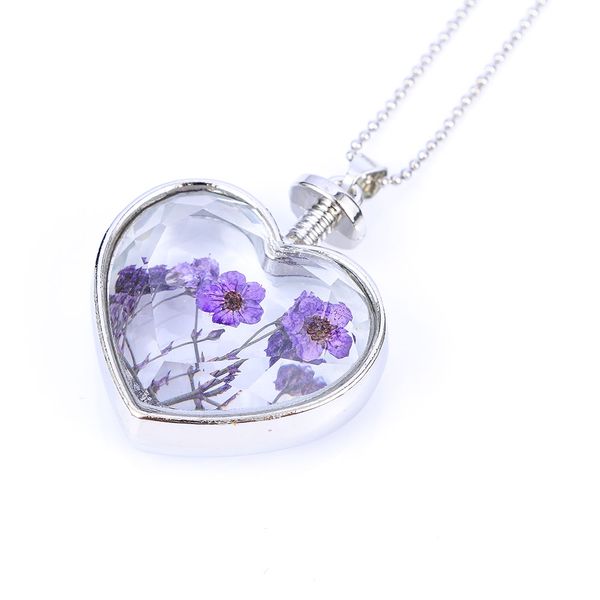 new fashion beautiful purple dry flower heart glass pendant necklaces lucky women accessories necklaces, Silver
new fashion beautiful purple dry flower heart glass pendant necklaces lucky women accessories necklaces, Silver