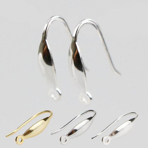 

2pcs 925 sterling silver earring hook gold silver color handmade clasps ear hook for diy jewelrymaking findings supplier, Blue;slivery
