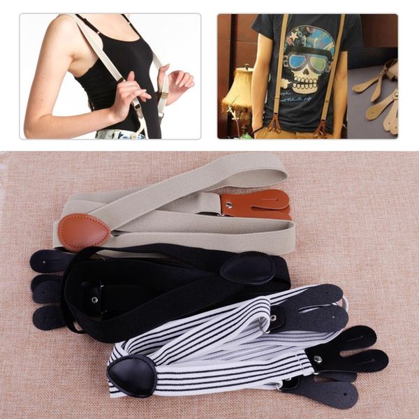 

fashion adjustable man's buttons suspenders 6 button holes braces y-shape elastic belt strap 2.5cm width, Black;white