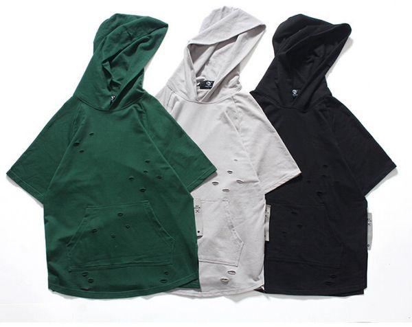 fashion summer mens hooded t shirt hoodies casual solid hoodies homme sweatshirt men broken with pocket, Black
fashion summer mens hooded t shirt hoodies casual solid hoodies homme sweatshirt men broken with pocket, Black