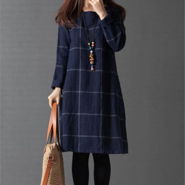 plus size plaid loose casual dress women vintage o neck long sleeve dress party dresses womens clothing vestidos, White;black
plus size plaid loose casual dress women vintage o neck long sleeve dress party dresses womens clothing vestidos, White;black