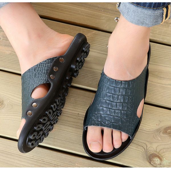 summer casual men slippers leather breathable antiskid message flip flops male beach shoes big size 38-47, Black
summer casual men slippers leather breathable antiskid message flip flops male beach shoes big size 38-47, Black
