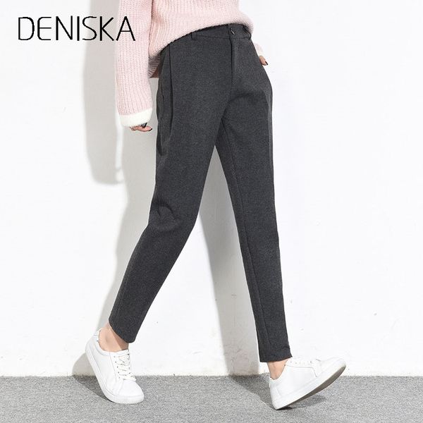deniska 2018 winter autumn woolen british style harem black gray women's pants loose pants women warm female long trousers women, Black;white
deniska 2018 winter autumn woolen british style harem black gray women's pants loose pants women warm female long trousers women, Black;white