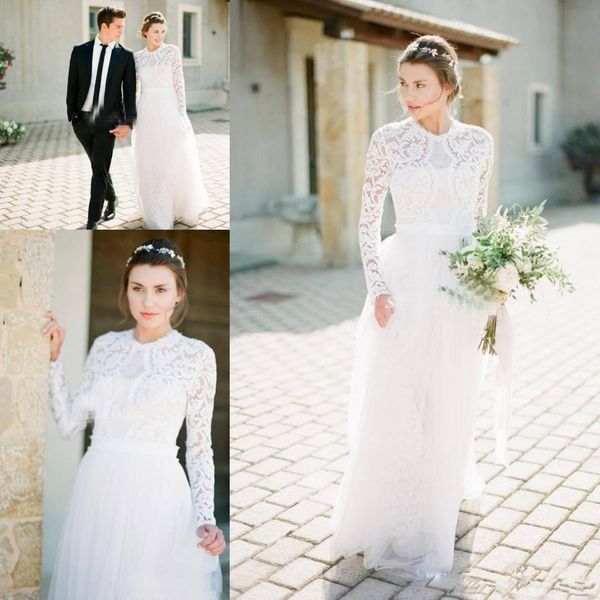 long sleeve muslim wedding dresses 2018 modest jewel lace tulle full length vintage bohemian country garden wedding gown, White
long sleeve muslim wedding dresses 2018 modest jewel lace tulle full length vintage bohemian country garden wedding gown, White