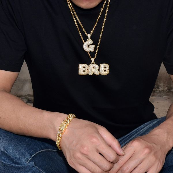 custom name bubble letters pendant men's necklace bling cz stones hip hop jewelry with gold rope chain, Silver
custom name bubble letters pendant men's necklace bling cz stones hip hop jewelry with gold rope chain, Silver