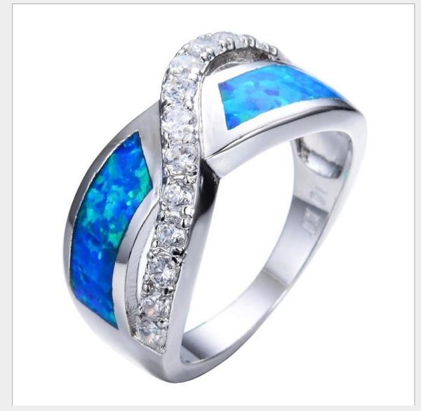 new blue crossover diamond ring, Silver