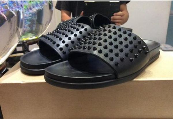 Designer Red Bottom Slippers Mens Black Genuine Leather With Spikes Summer Flip Flops, Luxury Brand Sandals Comfortable Beach Shoes For Men
Designer Red Bottom Slippers Mens Black Genuine Leather With Spikes Summer Flip Flops, Luxury Brand Sandals Comfortable Beach Shoes For Men