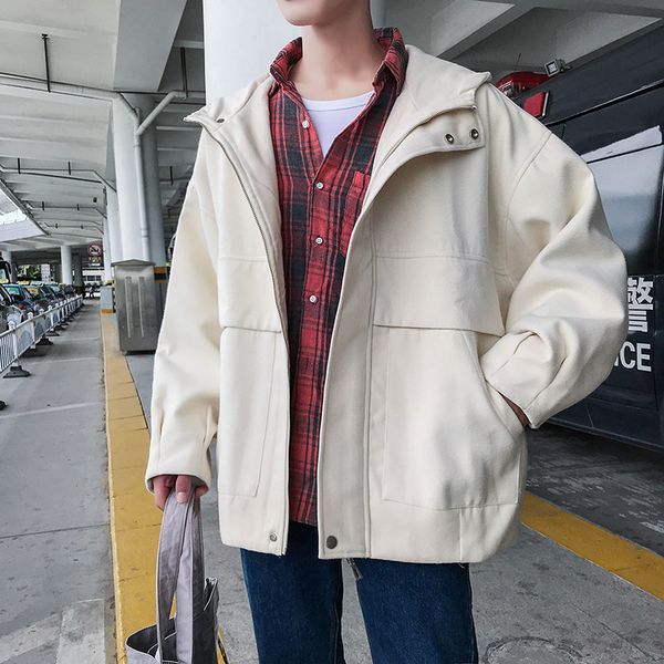 2018 men's short style fashion casual loose woolen coat hooded windbreaker long sleeves black/white color jacket outwear s-xl, Black;brown
2018 men's short style fashion casual loose woolen coat hooded windbreaker long sleeves black/white color jacket outwear s-xl, Black;brown