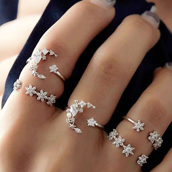 silver flower type pentagram star rings set for women star moon crystal women's ring engagement wedding rings jewelry five-piece
silver flower type pentagram star rings set for women star moon crystal women's ring engagement wedding rings jewelry five-piece