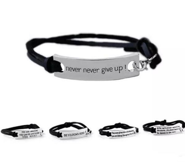 quote you are amazing never never give up bracelet letter id tag bracelets leather cuffs for women kids inspirational jewelry, Black
quote you are amazing never never give up bracelet letter id tag bracelets leather cuffs for women kids inspirational jewelry, Black