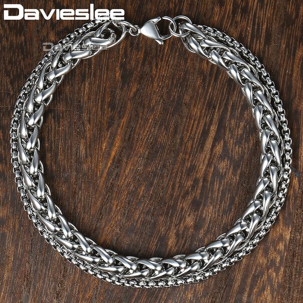 davieslee mens bracelet double chain wheat curb link stainless steel polished bracelets for men jewelry gifts 8 11 13mm dbm01c, Black
davieslee mens bracelet double chain wheat curb link stainless steel polished bracelets for men jewelry gifts 8 11 13mm dbm01c, Black