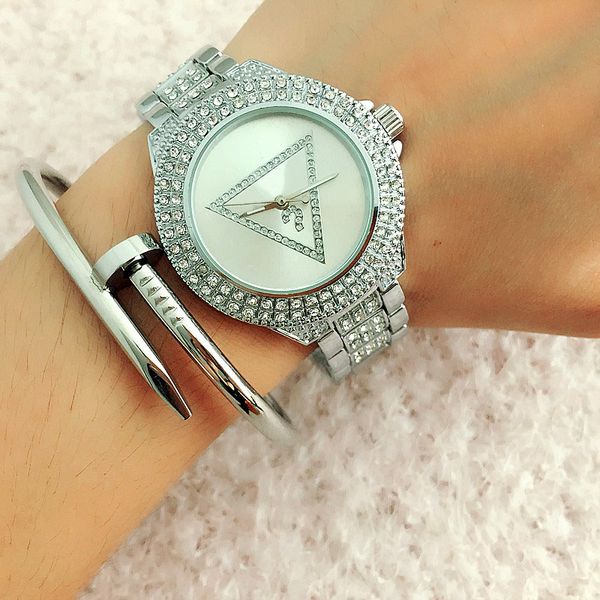 Fashion Brand women's Girl crystal triangle style dial steel metal band quartz wrist watch GS6831-1
Fashion Brand women's Girl crystal triangle style dial steel metal band quartz wrist watch GS6831-1