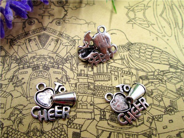 60pcs--i love to cheer charms, cheerleader megaphone charm pendants, cheer, cheerleading 16x14mm, Bronze;silver
60pcs--i love to cheer charms, cheerleader megaphone charm pendants, cheer, cheerleading 16x14mm, Bronze;silver