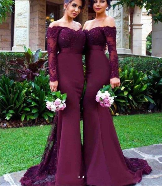 off shoulder satin with lace appliques mermaid bridesmaid dress 2019 long sleeves party dresses custom made, White;pink
off shoulder satin with lace appliques mermaid bridesmaid dress 2019 long sleeves party dresses custom made, White;pink