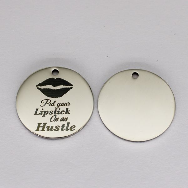 put your lipstick on an hustle" stainless steel charms 25mm high polish mirror surface jewelry pendant tag 10pcs, Bronze;silver
put your lipstick on an hustle" stainless steel charms 25mm high polish mirror surface jewelry pendant tag 10pcs, Bronze;silver