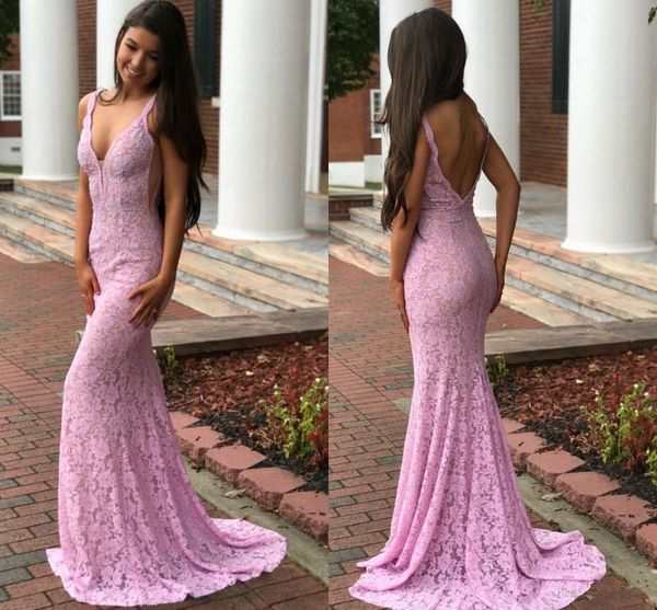 new fashion pink lace long prom dresses deep v neck backless floor length mermaid evening dress formal party gown plus size, Black
new fashion pink lace long prom dresses deep v neck backless floor length mermaid evening dress formal party gown plus size, Black