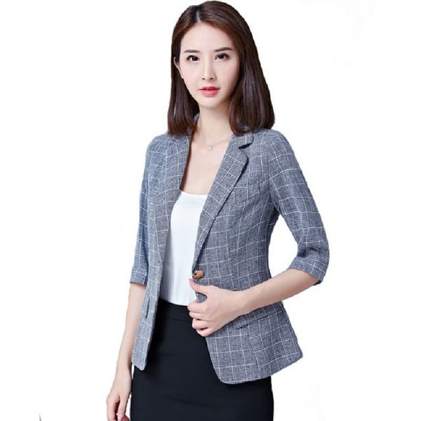 new 2018 women plaid blazers jackets suit ladies 3/4 sleeve work wear blazer plus size casual female outerwear coat y987, White;black
new 2018 women plaid blazers jackets suit ladies 3/4 sleeve work wear blazer plus size casual female outerwear coat y987, White;black