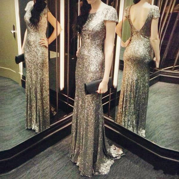 Short Sleeve Sequined bridesmiad Dresses 2018 Scoop Mermaid Prom Party Dresses Girl's Evening Wear Backless Wedding Guest Dress
Short Sleeve Sequined bridesmiad Dresses 2018 Scoop Mermaid Prom Party Dresses Girl's Evening Wear Backless Wedding Guest Dress