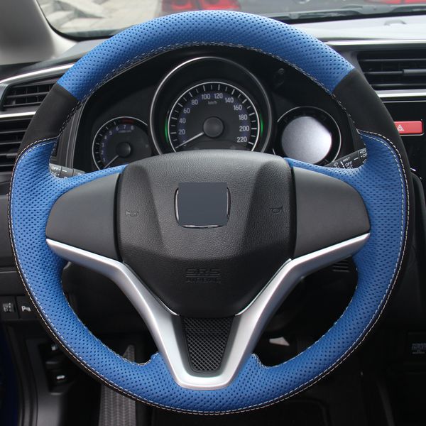 blue genuine leather black suede hand-stitched steering wheel cover for honda new fit city jazz 2014 2015 hrv hr-v 2016
blue genuine leather black suede hand-stitched steering wheel cover for honda new fit city jazz 2014 2015 hrv hr-v 2016