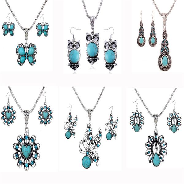mix designs ethnic vintage silver animal pendant necklace drop earrings for women retro fashion turquoise jewelry sets sf
mix designs ethnic vintage silver animal pendant necklace drop earrings for women retro fashion turquoise jewelry sets sf