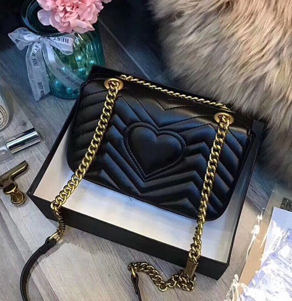 

Designer Luxury Handbags Purses Love Heart Shoulder Crossbody Handbag Flap Chain Handbag High Quality Real leather Women Luxury Bags 23cm