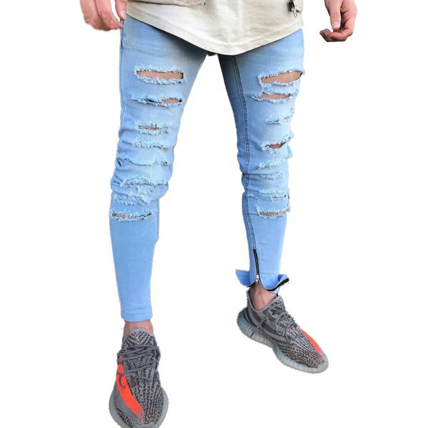 skinny denim jeans men stretch slim fit distressed destroyed ripped mens jeans streetwear hip hop hole pants jogger biker moto, Blue
skinny denim jeans men stretch slim fit distressed destroyed ripped mens jeans streetwear hip hop hole pants jogger biker moto, Blue