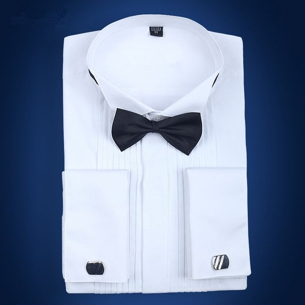 men's french cuff tuxedo shirts solid color wing tip collar shirt men long sleeve dress shirts formal wedding bridegroom, White;black
men's french cuff tuxedo shirts solid color wing tip collar shirt men long sleeve dress shirts formal wedding bridegroom, White;black
