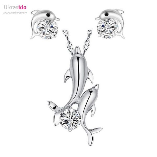 uloveido bridal jewelry set dolphin silver color wedding jewellery sets cz zircon jewelry crystal earrings pendant bague tn324, Slivery;golden
uloveido bridal jewelry set dolphin silver color wedding jewellery sets cz zircon jewelry crystal earrings pendant bague tn324, Slivery;golden