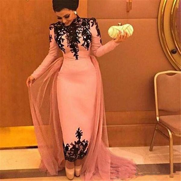 new vintage high neck ankle length sheath evening dresses with long sleeves black lace appliques prom dresses formal gowns vestidos longo, Black;red
new vintage high neck ankle length sheath evening dresses with long sleeves black lace appliques prom dresses formal gowns vestidos longo, Black;red