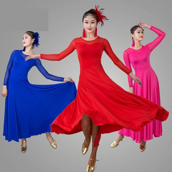 mesh long sleeve modern ballroom dance costume clothes women standard ballroom dancing dresses dance competition, Black;red
mesh long sleeve modern ballroom dance costume clothes women standard ballroom dancing dresses dance competition, Black;red