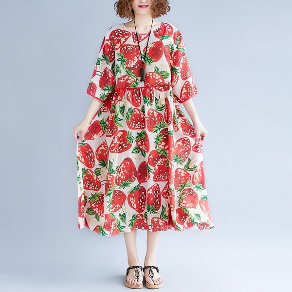 casual dresses 2021 summer women plus size loose strawberry female printed dress, Black;gray
casual dresses 2021 summer women plus size loose strawberry female printed dress, Black;gray