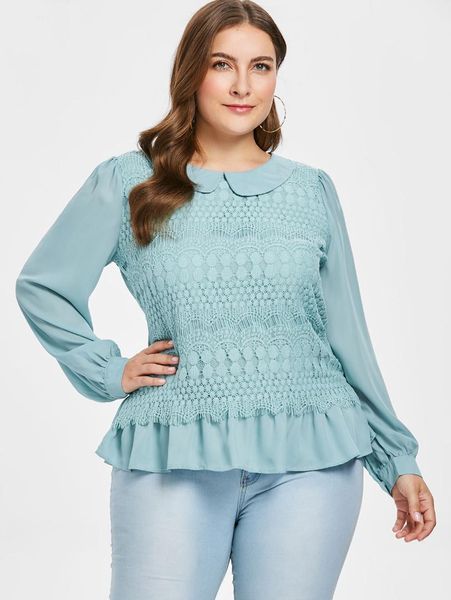 wipalo women plus size 5xl invisible zipper lace blouse casual solid peter pan collar long sleeve spring autumn blusas women top, White
wipalo women plus size 5xl invisible zipper lace blouse casual solid peter pan collar long sleeve spring autumn blusas women top, White