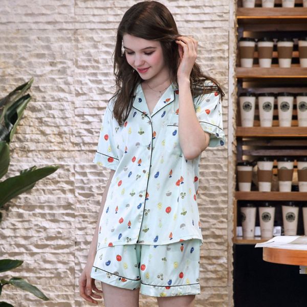 ps0255 new silk pajamas summer women pajama set short sleeves and shorts two pieces set pyjamas female nightwear homewear, Blue;gray
ps0255 new silk pajamas summer women pajama set short sleeves and shorts two pieces set pyjamas female nightwear homewear, Blue;gray