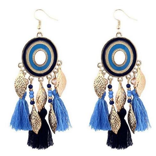 new style european and american fashion bohemian round leaf woollen fringe earrings stylish classic exquisite, Silver
new style european and american fashion bohemian round leaf woollen fringe earrings stylish classic exquisite, Silver