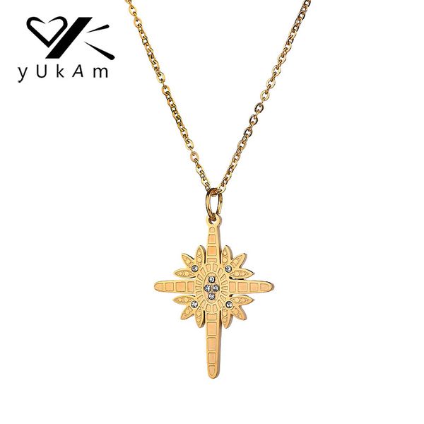 yukam jewelry creative gold sun north star pendant necklaces for women stainless steel crystal rhinestone cross choker necklaces, Silver
yukam jewelry creative gold sun north star pendant necklaces for women stainless steel crystal rhinestone cross choker necklaces, Silver