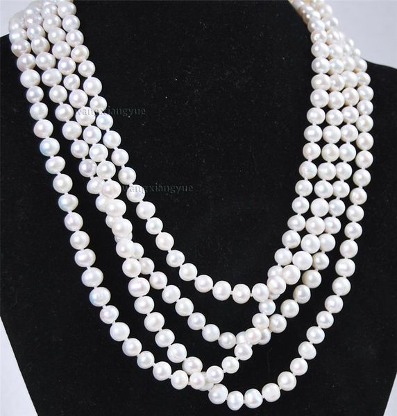 super long 7-8mm natural white akoya cultured pearl necklace 80" hand knotted, Silver
super long 7-8mm natural white akoya cultured pearl necklace 80" hand knotted, Silver